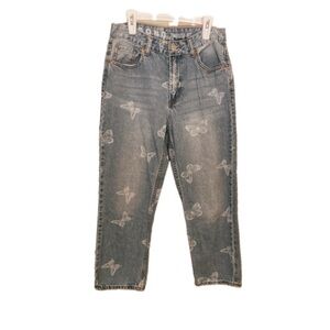 Light Blue Straight Leg butterfly Jeans
